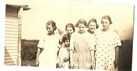 Stella Evans, Kathryn Merlo, Evelyn Mattivi (child), Edith Girotti, Delfina Cobb, and Cloa Girotti